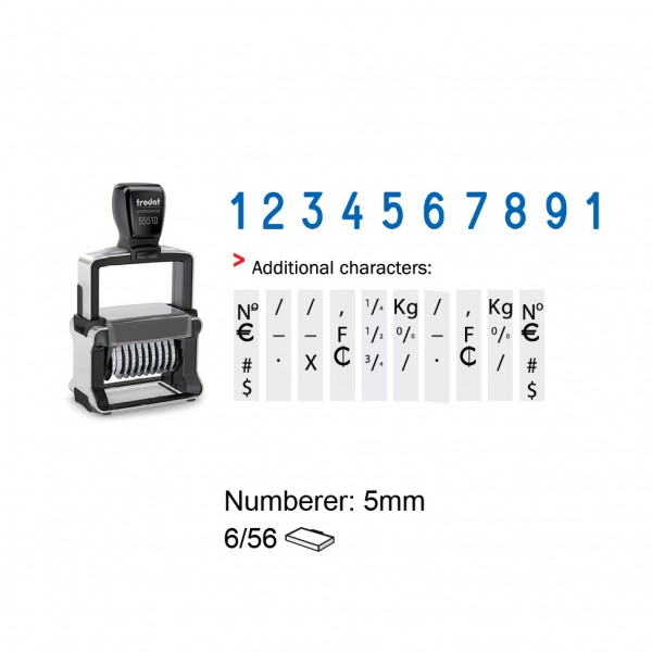 Heavy Duty Self Inking Numberer Stamp 10 Digit , 55510P4 , 5mm
